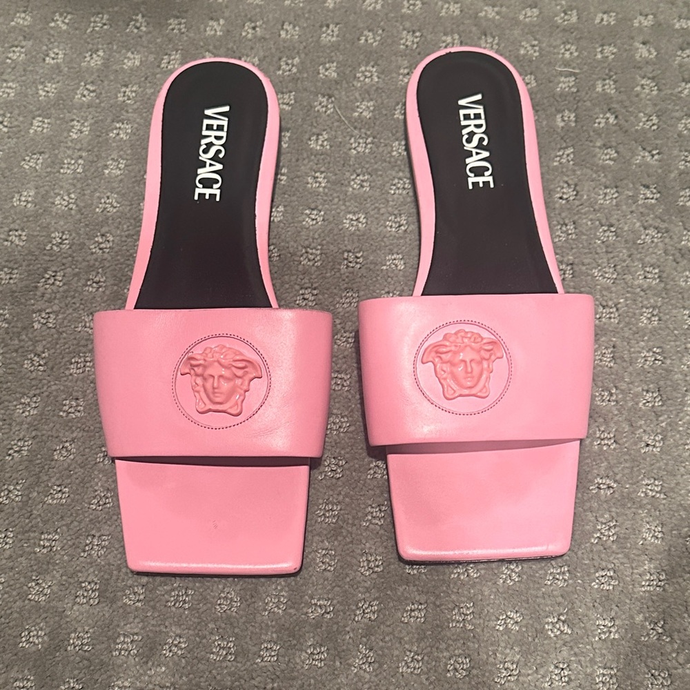 Versace Pink Medusa Slide Sandals